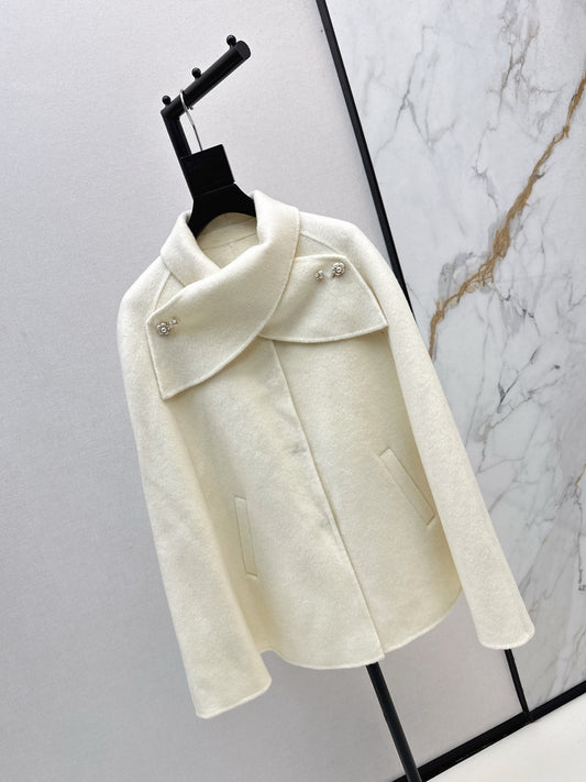 Double-faced wool cape jacket