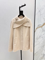 Double-faced wool cape jacket