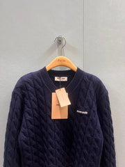V-neck cable-knit cropped sweater