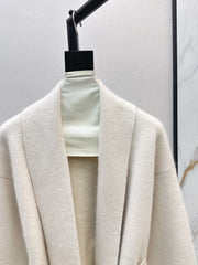 Fur collar, pocket mid-length sweater