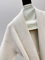 Fur collar, pocket mid-length sweater
