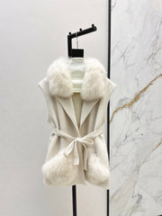 Fox fur collar vest