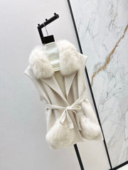 Fox fur collar vest