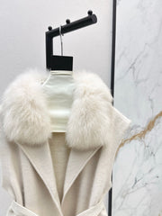 Fox fur collar vest