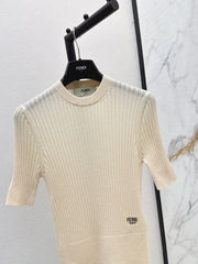 Embroidered short-sleeved sweater