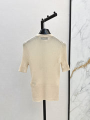 Embroidered short-sleeved sweater
