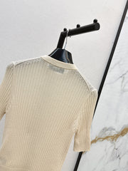 Embroidered short-sleeved sweater