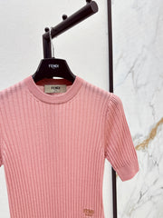 Embroidered short-sleeved sweater