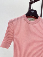 Embroidered short-sleeved sweater