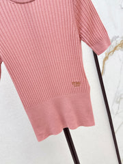 Embroidered short-sleeved sweater