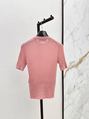 Embroidered short-sleeved sweater