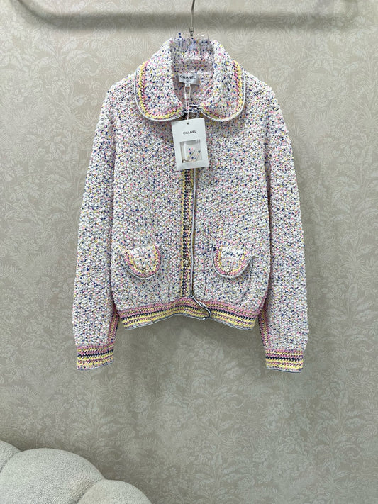 25 new lapel color dot sweater cardigan