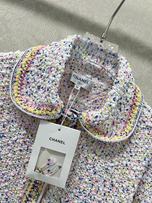 25 new lapel color dot sweater cardigan