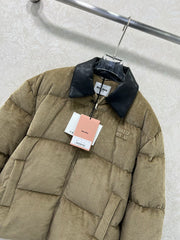 corduroy lambskin collar bread down jacket