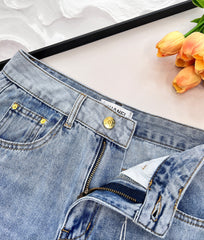 waistband letter wide-leg jeans