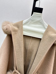 fox fur trim cape coat