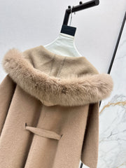 fox fur trim cape coat