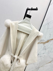 fox fur trim cape coat