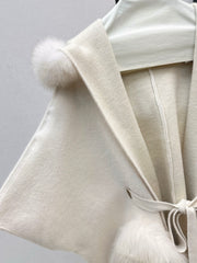 fox fur trim cape coat