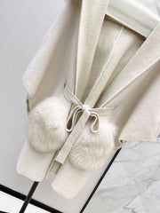 fox fur trim cape coat