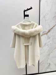 fox fur trim cape coat