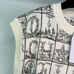 Plaid embroidered knitted vest