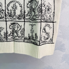 Plaid embroidered knitted vest