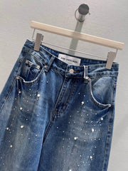 Vintage rhinestone-embellished jeans
