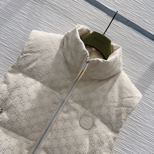 Jacquard cotton-canvas down vest