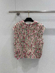Vintage chunky-knit three-button vest