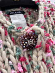 Vintage chunky-knit three-button vest