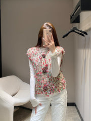 Vintage chunky-knit three-button vest