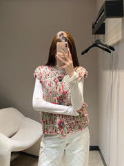 Vintage chunky-knit three-button vest