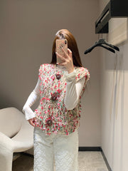 Vintage chunky-knit three-button vest