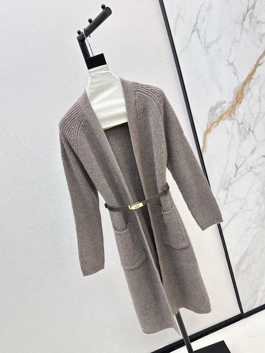 A relaxed mid-length knitted jacket