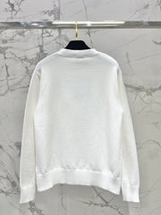 Bowknot hollow jacquard crew neck knitted sweater