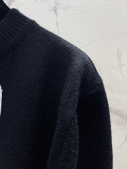 Bowknot hollow jacquard crew neck knitted sweater