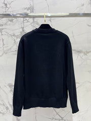 Bowknot hollow jacquard crew neck knitted sweater
