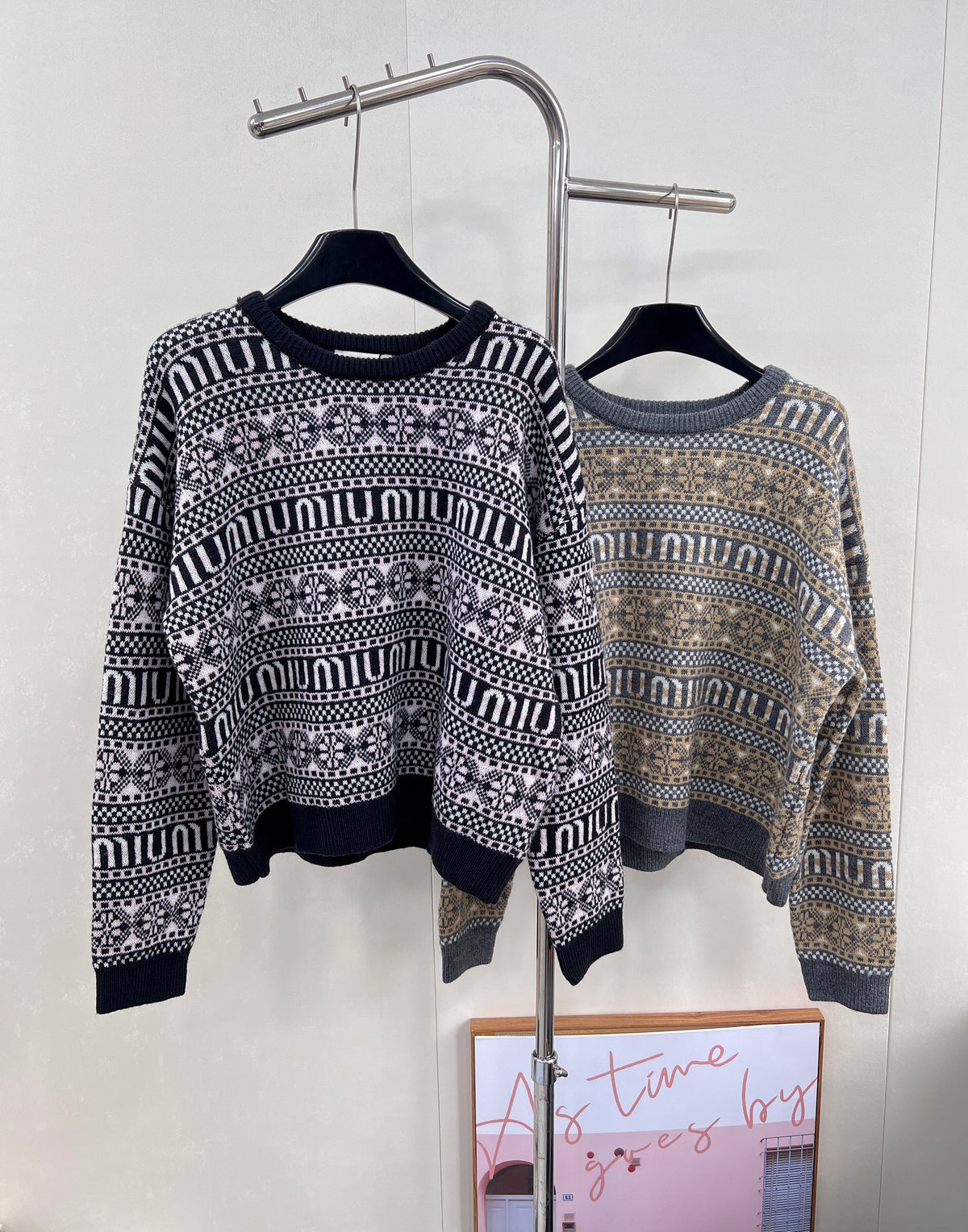 floral lettering knitted top