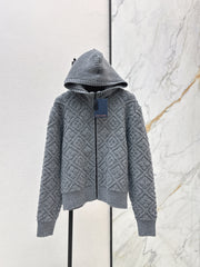 Cashmere and wool hooded jacket