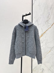 Cashmere and wool hooded jacket