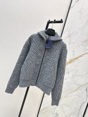 Cashmere and wool hooded jacket