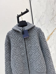 Cashmere and wool hooded jacket