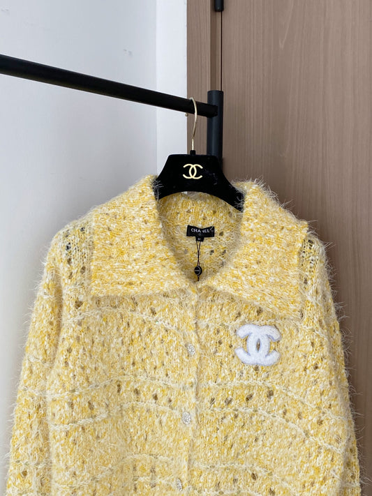 Yellow collared cardigan