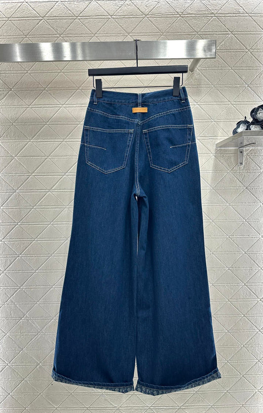 Deconstructed Wide-Leg Jeans