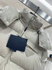 Hooded, detachable down jacket