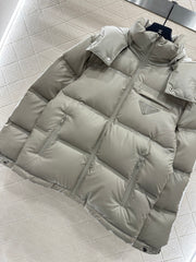 Hooded, detachable down jacket