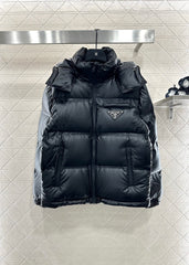 Hooded, detachable down jacket