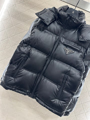 Hooded, detachable down jacket