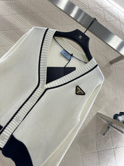 Color-blocked knit cardigan with bound edges
